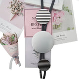 Leather Rubber Pendant Long Necklace Round Stripe Decorative Necklaces Women