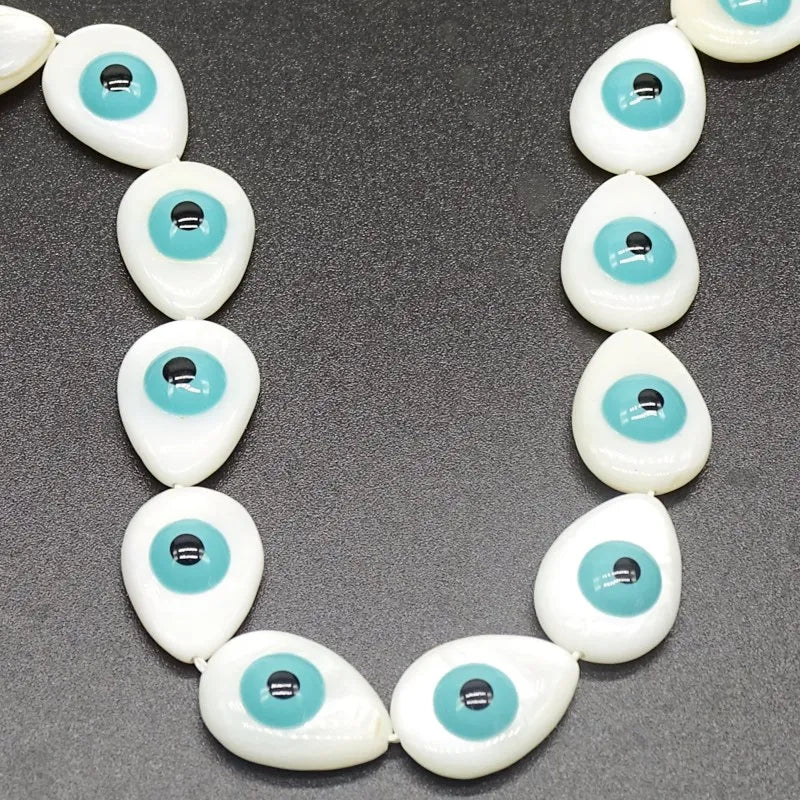 Evil Eye Shell Loose Beads for DIY Jewelry Making