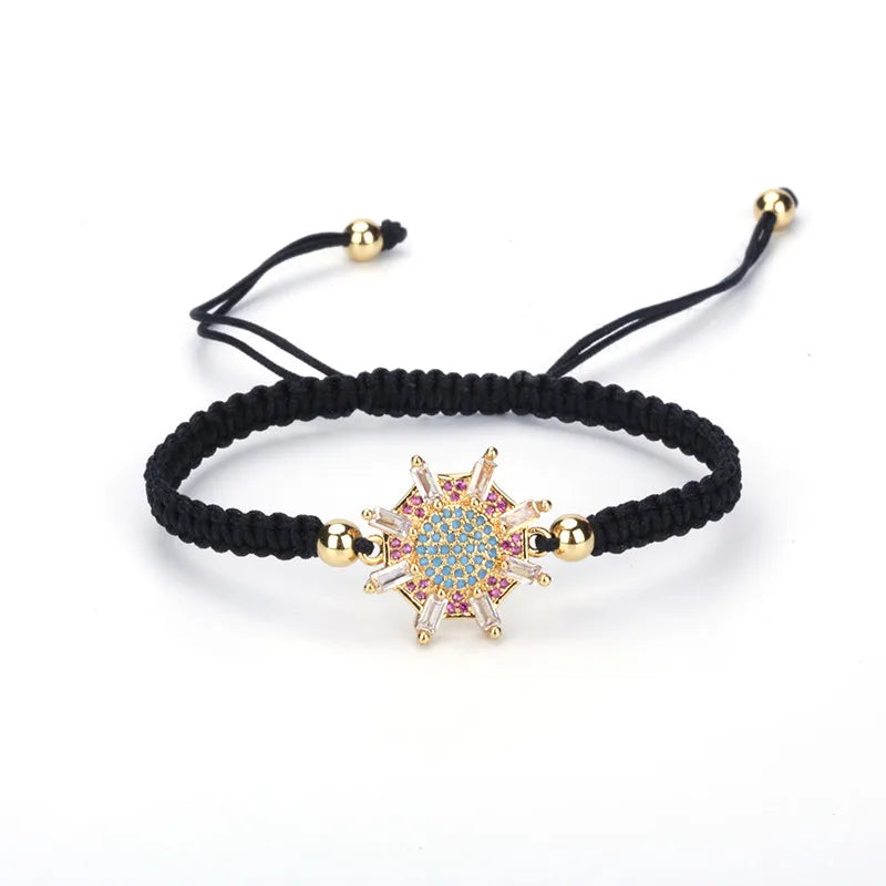 Boho Flower CZ Hand-woven Women's Bracelet