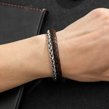 Buddha Leather Bracelet Stainless Steel Wristband