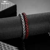 Buddha Leather Bracelet Stainless Steel Wristband