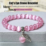 Cat's Eye Stone Buddha Bead Bracelet Natural Jade Charms