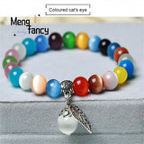 Cat's Eye Stone Buddha Bead Bracelet Natural Jade Charms