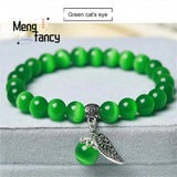 Cat's Eye Stone Buddha Bead Bracelet Natural Jade Charms