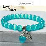 Cat's Eye Stone Buddha Bead Bracelet Natural Jade Charms