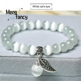 Cat's Eye Stone Buddha Bead Bracelet Natural Jade Charms