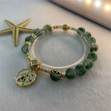 Boho Green Jade Animal Pendant Bracelet 8mm Round Beads Women's Jewelry