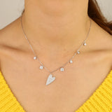 S925 Silver Heart Necklace Geometric Pendant Choker Jewelry