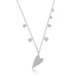 S925 Silver Heart Necklace Geometric Pendant Choker Jewelry
