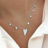 S925 Silver Heart Necklace Geometric Pendant Choker Jewelry