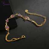 Purple Crystal Stone Charm Bracelet for Her