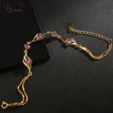 Purple Crystal Stone Charm Bracelet for Her