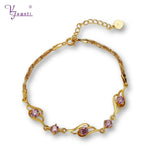 Purple Crystal Stone Charm Bracelet for Her