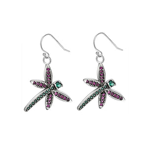 Dragonfly Drop Earrings 925 Sterling Silver Women Gift