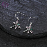 Dragonfly Drop Earrings 925 Sterling Silver Women Gift