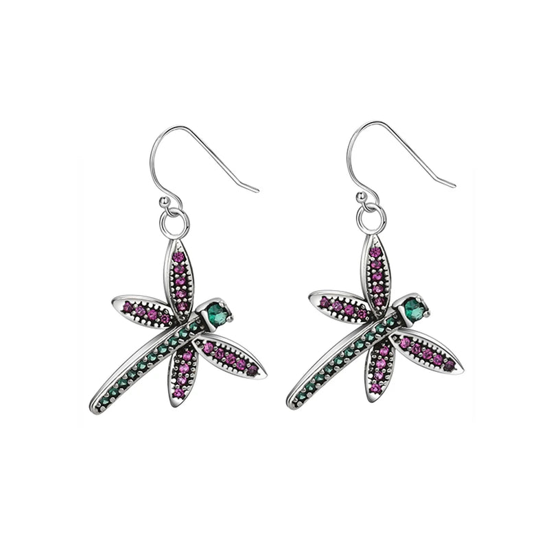Dragonfly Drop Earrings 925 Sterling Silver Women Gift