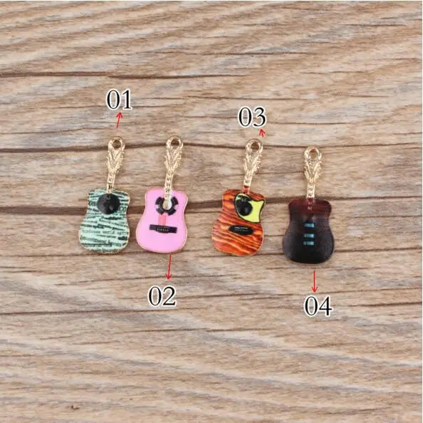 Colorful Cartoon Guitar Charms for DIY Necklace/Bracelet