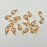 Copper Edge Plum Zircon Water Droplet Pendant DIY Earrings Necklace Accessories