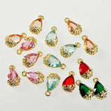 Copper Edge Plum Zircon Water Droplet Pendant DIY Earrings Necklace Accessories