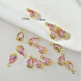 Copper Edge Plum Zircon Water Droplet Pendant DIY Earrings Necklace Accessories