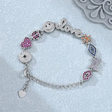 Chic Crystal Heart Charm Bracelet for Women