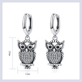 Sterling Silver Owl Drop Earrings