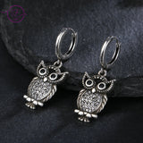 Sterling Silver Owl Drop Earrings