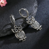 Sterling Silver Owl Drop Earrings