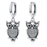 Sterling Silver Owl Drop Earrings