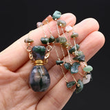 Natural Stone Perfume Bottle Necklace Gravel Chain Women Necklace