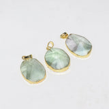 Faceted Green Crystal Quartz Charm Pendant for Necklace