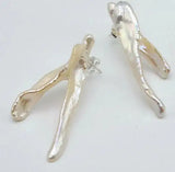Baroque Pearl Stud Earrings Silver Avant Garde Lady Jewelry