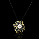 Freshwater Pearl Flower Pendant Necklace 925 Silver Chain