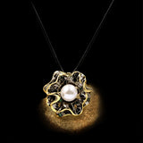Freshwater Pearl Flower Pendant Necklace 925 Silver Chain