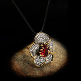 Zircon Flower Pendant Necklace 925 Silver Ladies Sweater Chain Jewelry
