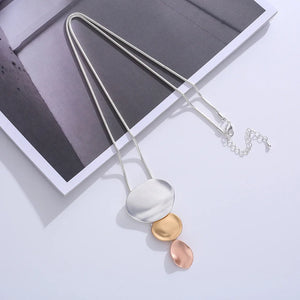 Gold/Silver/Rose Round Pendant Long Necklace For Ladies