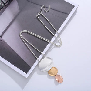 Gold/Silver/Rose Round Pendant Long Necklace For Ladies