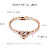Heart Crystal Charm Bracelet, Stainless Steel Women Wedding Jewelry