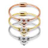 Heart Crystal Charm Bracelet, Stainless Steel Women Wedding Jewelry
