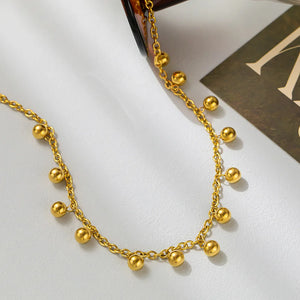 Hollow Ball Pendant Necklace Stainless Steel Clavicle Chain Wedding Jewelry