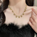 Hollow Ball Pendant Necklace Stainless Steel Clavicle Chain Wedding Jewelry