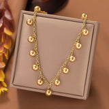 Hollow Ball Pendant Necklace Stainless Steel Clavicle Chain Wedding Jewelry