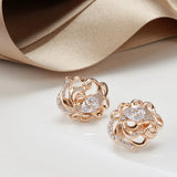 Hollow Flower Zircon Earrings 585 Rose Glossy Women Earrings