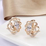 Hollow Flower Zircon Earrings 585 Rose Glossy Women Earrings