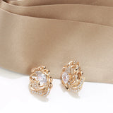 Hollow Flower Zircon Earrings 585 Rose Glossy Women Earrings