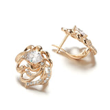 Hollow Flower Zircon Earrings 585 Rose Glossy Women Earrings