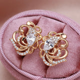 Hollow Flower Zircon Earrings 585 Rose Glossy Women Earrings
