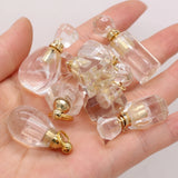Natural Stone Perfume Bottle Clear Quartz Pendant for Jewelry Making DIY