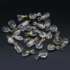 Natural Stone Perfume Bottle Clear Quartz Pendant for Jewelry Making DIY