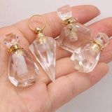 Natural Stone Perfume Bottle Clear Quartz Pendant for Jewelry Making DIY